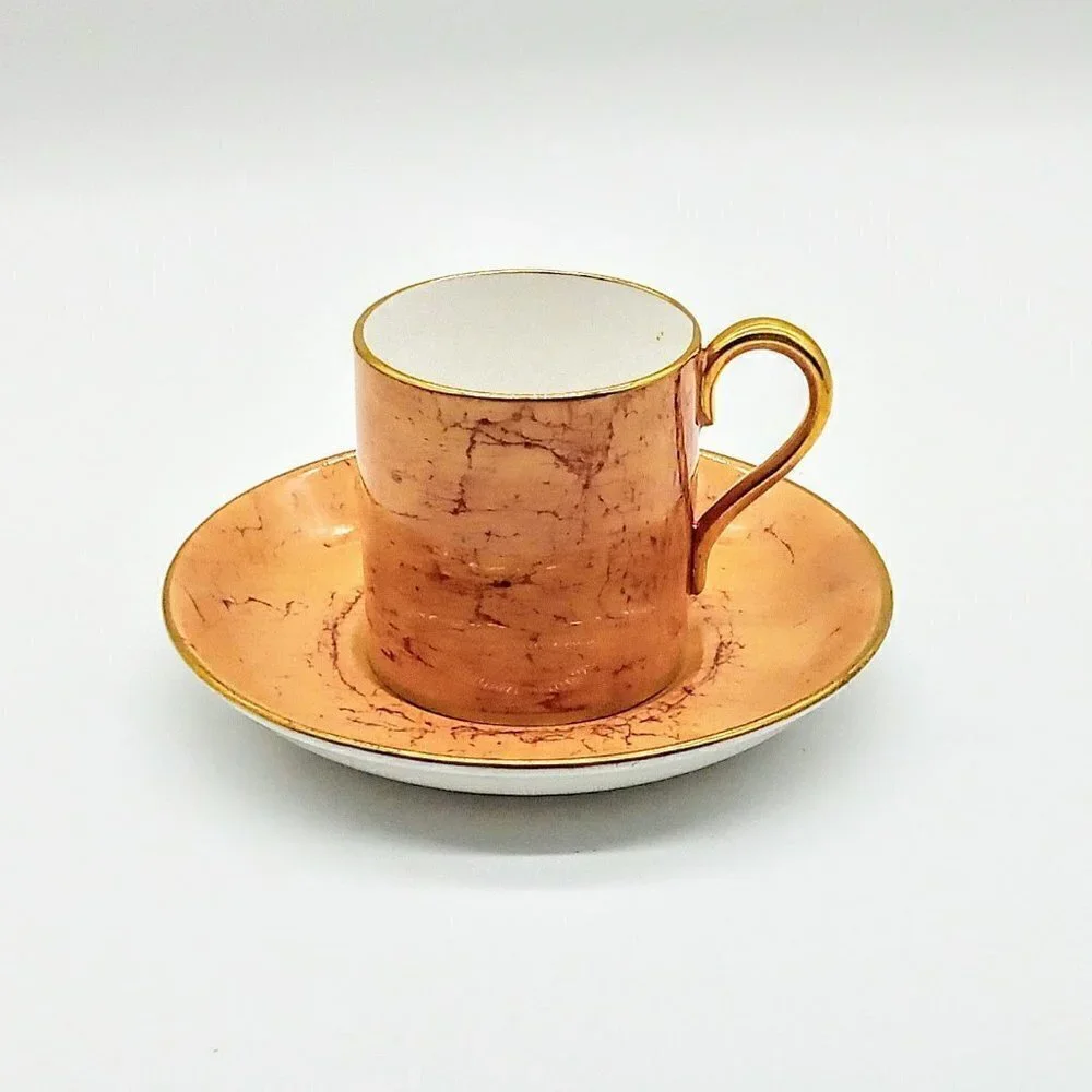 Royal Albert Gossamer Butterscotch Gold Bone China Flat Demitasse Cup Saucer